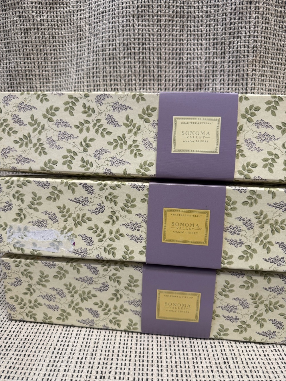 Set Of 3 Crabtree & Evelyn Sonoma Valley Scented Drawer Lining Paper Rare